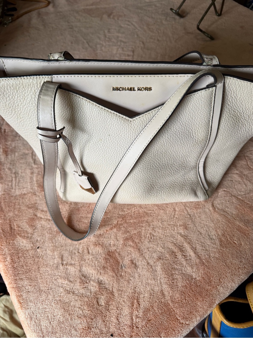 Michael Kors Cream and White Leather Satchel